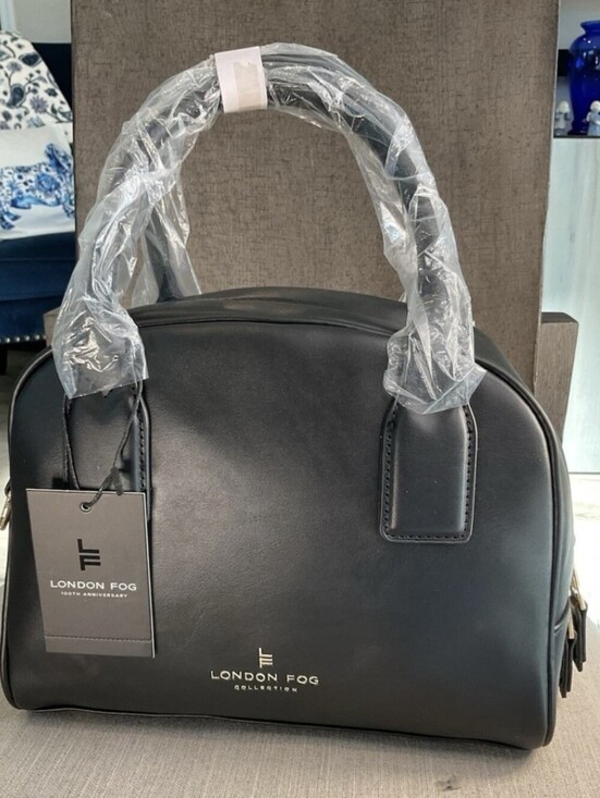 London Fog Handbags - London Fog Black Dome Smooth Black Pleather Satchel NWT